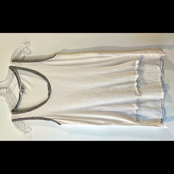 Splendid XS White Hi-Lo Women Tank Top With Gray Trim. Actress Wore On TV Show! - Picture 1 of 8